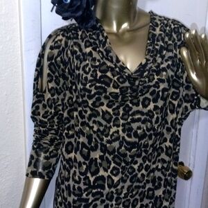 Michael kors leopard print slit shoulder dress